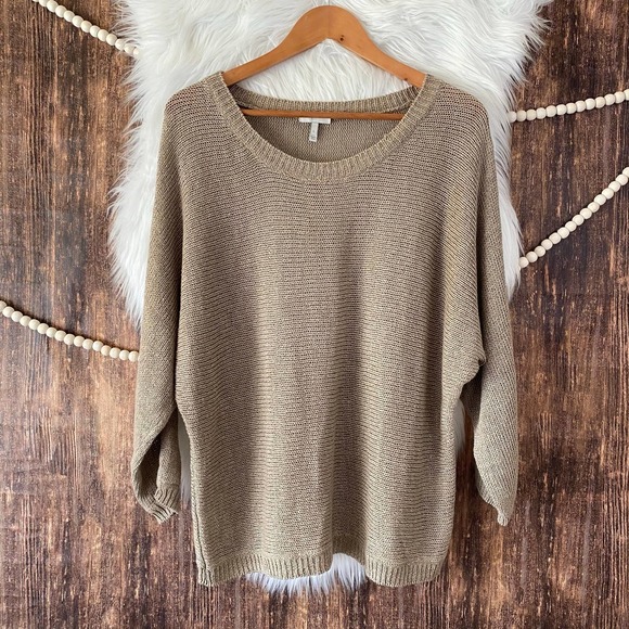 Joie Sweaters - Joie | Emilie Open Weave Linen Sweater Beige L